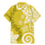 Polynesia Family Matching Mermaid Dress and Hawaiian Shirt Yellow Tribal Turtle Floral Pattern