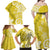 Polynesia Family Matching Off Shoulder Maxi Dress and Hawaiian Shirt Yellow Tribal Turtle Floral Pattern