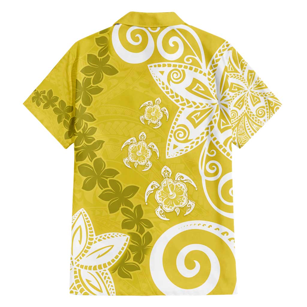 Polynesia Family Matching Off Shoulder Maxi Dress and Hawaiian Shirt Yellow Tribal Turtle Floral Pattern