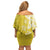 Polynesia Family Matching Off Shoulder Short Dress and Hawaiian Shirt Yellow Tribal Turtle Floral Pattern