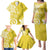 Polynesia Family Matching Puletasi and Hawaiian Shirt Yellow Tribal Turtle Floral Pattern