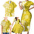 Polynesia Family Matching Short Sleeve Bodycon Dress and Hawaiian Shirt Yellow Tribal Turtle Floral Pattern