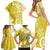 Polynesia Family Matching Short Sleeve Bodycon Dress and Hawaiian Shirt Yellow Tribal Turtle Floral Pattern