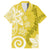 Polynesia Family Matching Short Sleeve Bodycon Dress and Hawaiian Shirt Yellow Tribal Turtle Floral Pattern