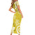 Polynesia Family Matching Short Sleeve Bodycon Dress and Hawaiian Shirt Yellow Tribal Turtle Floral Pattern