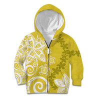 Polynesia Kid Hoodie Yellow Tribal Turtle Floral Pattern