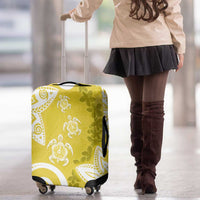 Polynesia Luggage Cover Yellow Tribal Turtle Floral Pattern