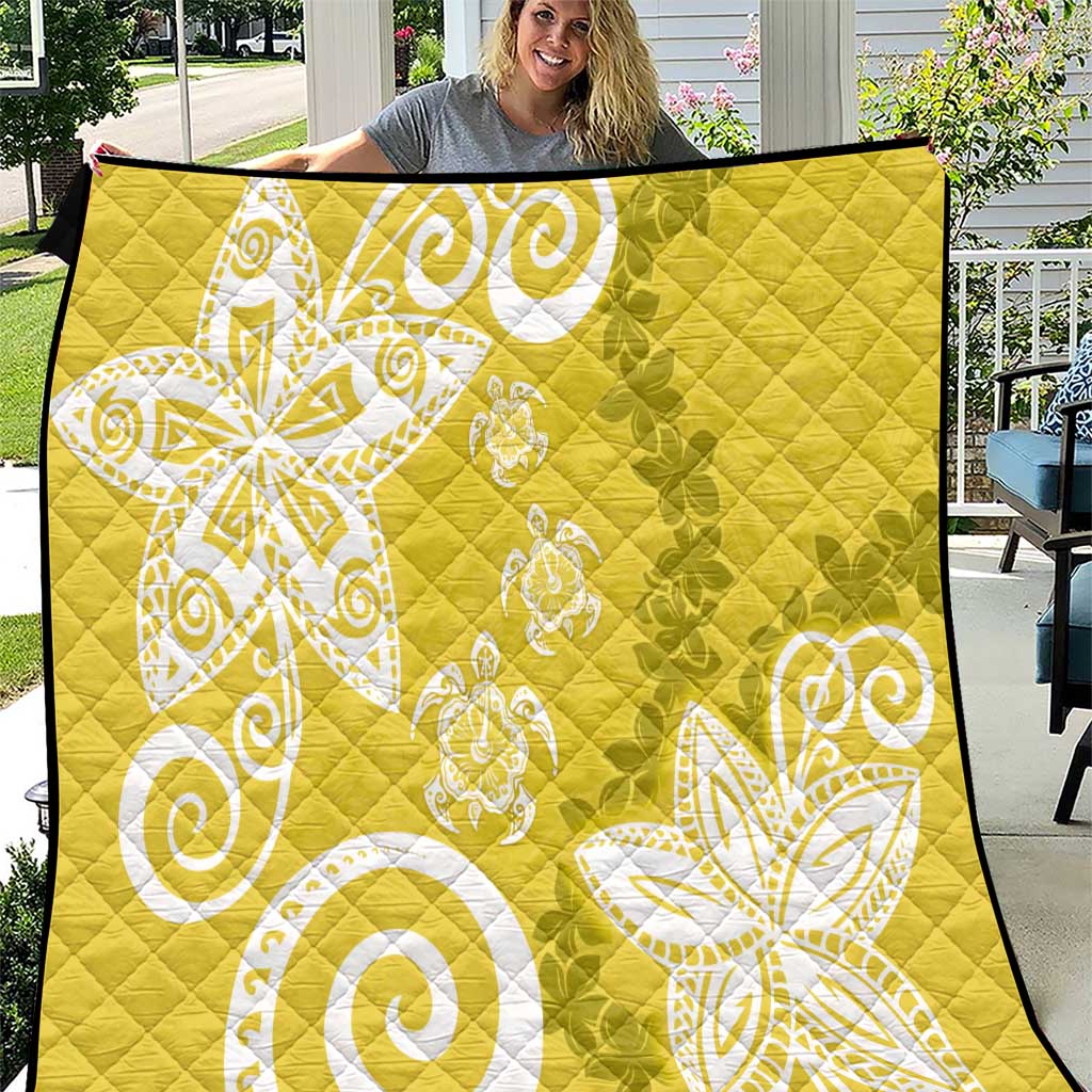 Polynesia Quilt Yellow Tribal Turtle Floral Pattern