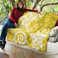 Polynesia Quilt Yellow Tribal Turtle Floral Pattern