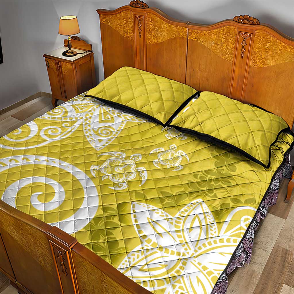 Polynesia Quilt Bed Set Yellow Tribal Turtle Floral Pattern LT05 - Polynesian Pride