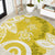 Polynesia Round Carpet Yellow Tribal Turtle Floral Pattern