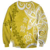 Polynesia Sweatshirt Yellow Tribal Turtle Floral Pattern LT05 - Polynesian Pride