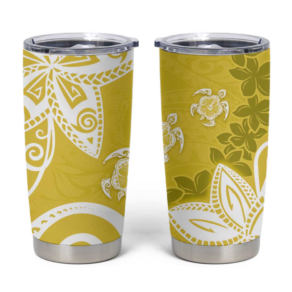 Polynesia Tumbler Cup Yellow Tribal Turtle Floral Pattern LT05 Yellow - Polynesian Pride