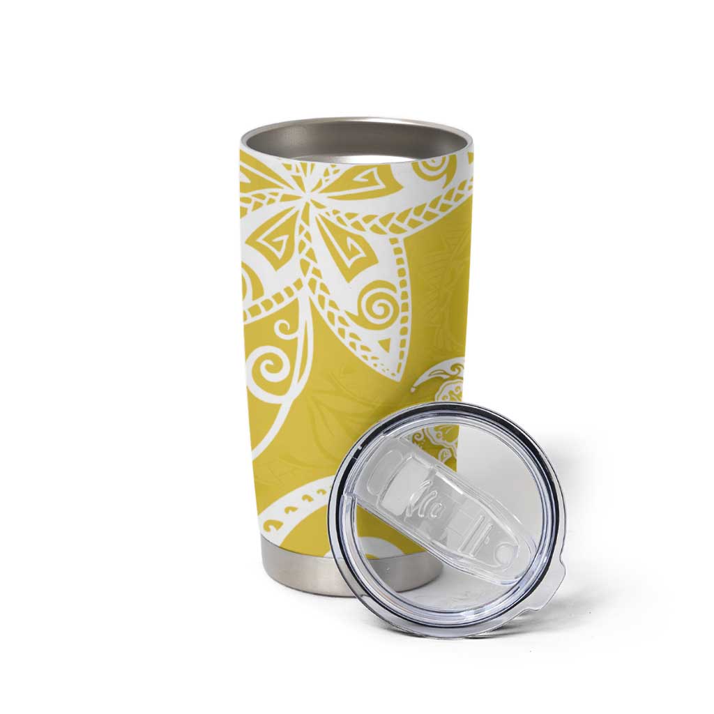 Polynesia Tumbler Cup Yellow Tribal Turtle Floral Pattern LT05 - Polynesian Pride