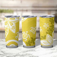 Polynesia Tumbler Cup Yellow Tribal Turtle Floral Pattern LT05 - Polynesian Pride
