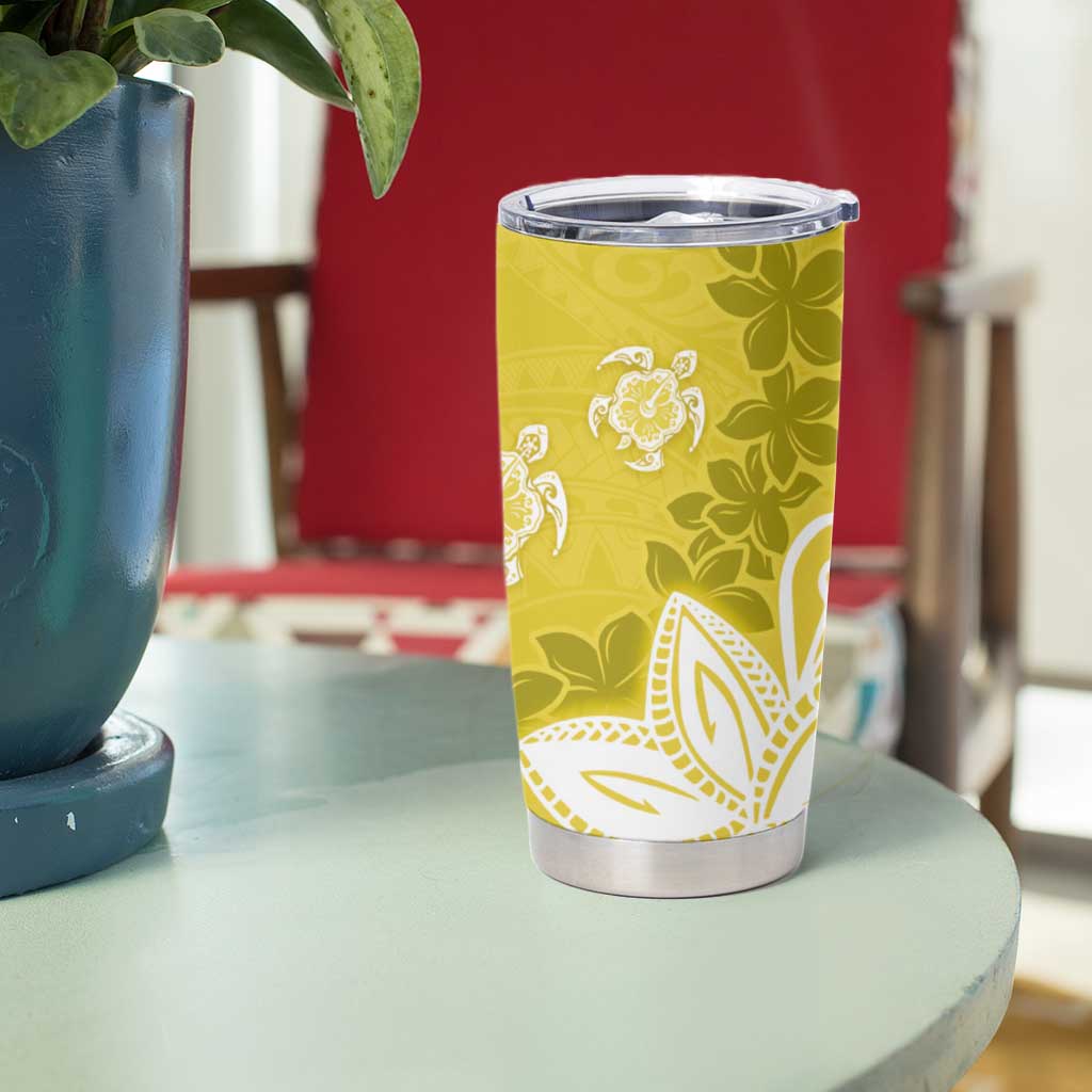 Polynesia Tumbler Cup Yellow Tribal Turtle Floral Pattern LT05 - Polynesian Pride