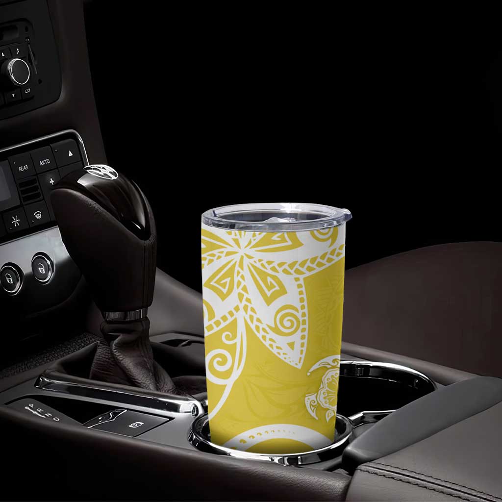 Polynesia Tumbler Cup Yellow Tribal Turtle Floral Pattern LT05 - Polynesian Pride
