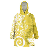 Polynesia Wearable Blanket Hoodie Yellow Tribal Turtle Floral Pattern LT05 One Size Yellow - Polynesian Pride