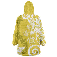 Polynesia Wearable Blanket Hoodie Yellow Tribal Turtle Floral Pattern LT05 - Polynesian Pride