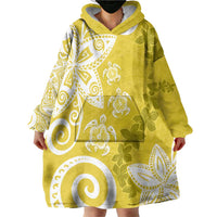 Polynesia Wearable Blanket Hoodie Yellow Tribal Turtle Floral Pattern LT05 - Polynesian Pride