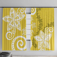 Polynesia Window Curtain Yellow Tribal Turtle Floral Pattern LT05 With Hooks Yellow - Polynesian Pride