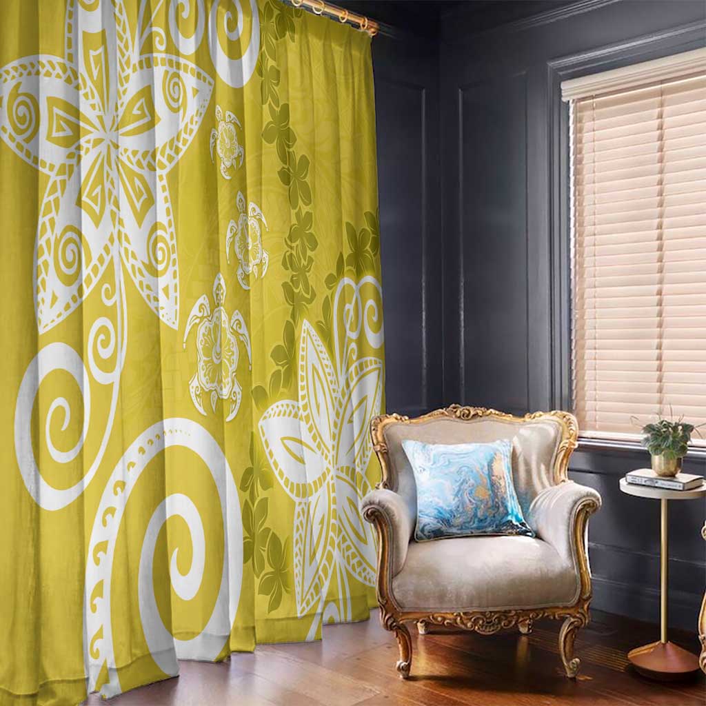 Polynesia Window Curtain Yellow Tribal Turtle Floral Pattern LT05 - Polynesian Pride