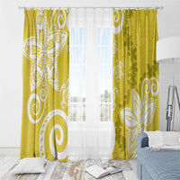 Polynesia Window Curtain Yellow Tribal Turtle Floral Pattern LT05 - Polynesian Pride