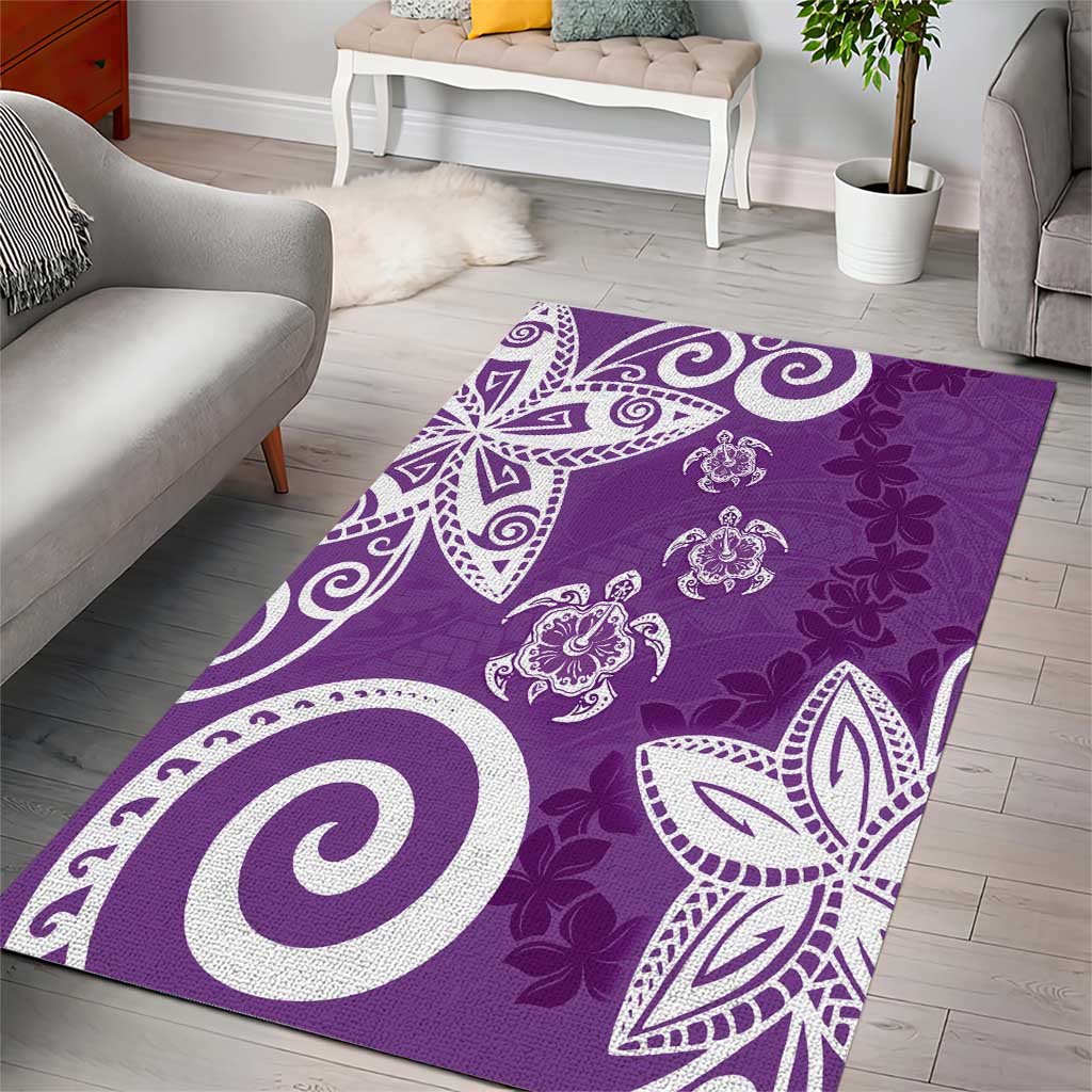 Polynesia Area Rug Purple Tribal Turtle Floral Pattern LT05 - Polynesian Pride