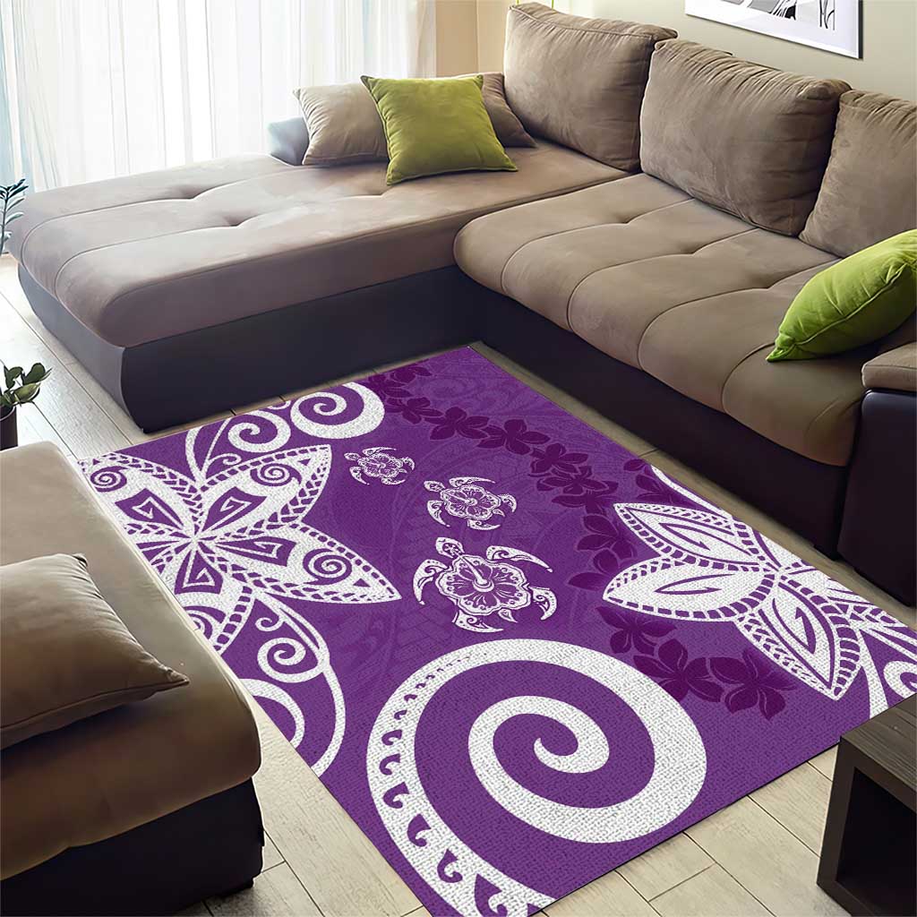 Polynesia Area Rug Purple Tribal Turtle Floral Pattern LT05 - Polynesian Pride