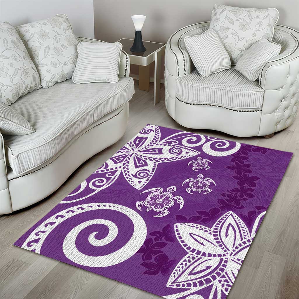 Polynesia Area Rug Purple Tribal Turtle Floral Pattern LT05 - Polynesian Pride