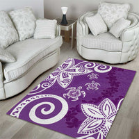 Polynesia Area Rug Purple Tribal Turtle Floral Pattern LT05 - Polynesian Pride