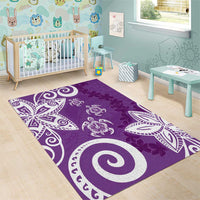 Polynesia Area Rug Purple Tribal Turtle Floral Pattern LT05 - Polynesian Pride