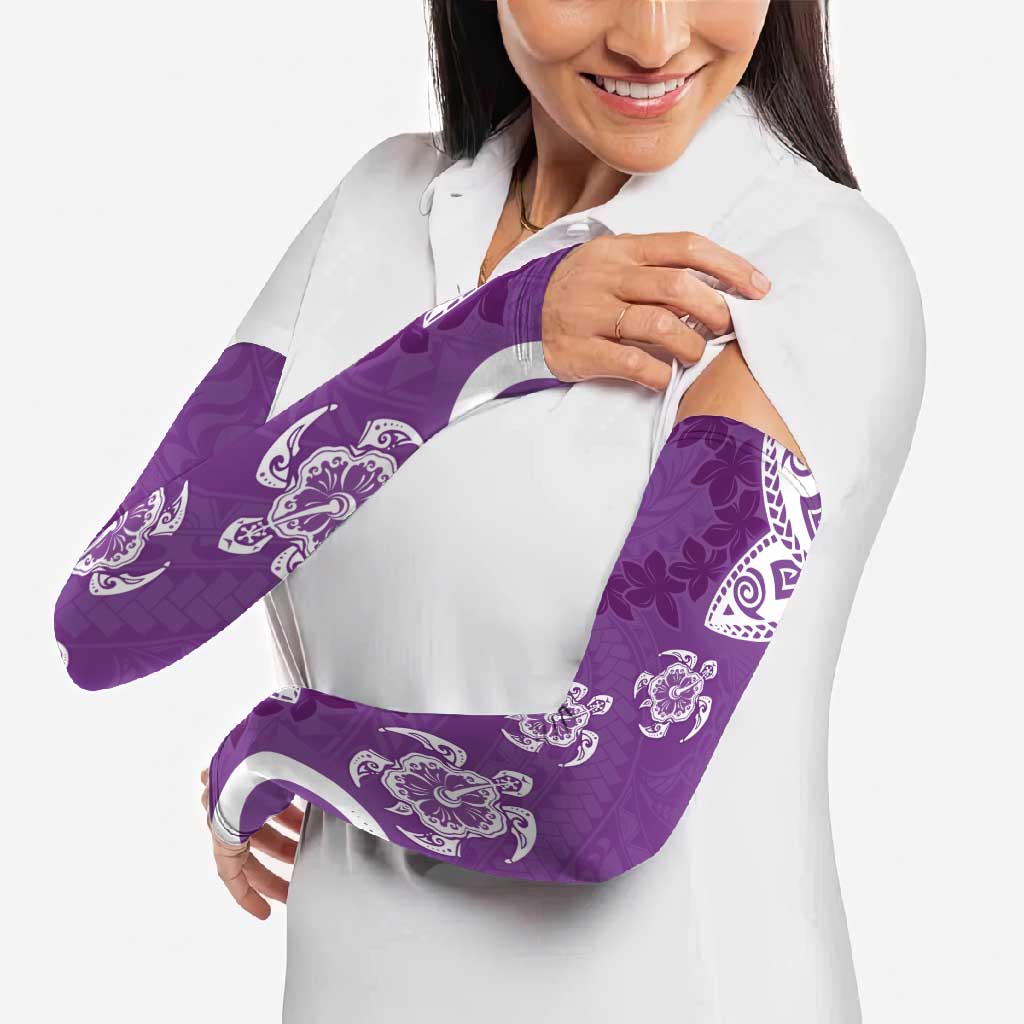 Polynesia Arm Sleeves Purple Tribal Turtle Floral Pattern LT05 - Polynesian Pride