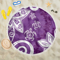 Polynesia Beach Blanket Purple Tribal Turtle Floral Pattern LT05 One Size 150cm Purple - Polynesian Pride
