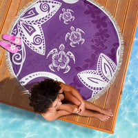 Polynesia Beach Blanket Purple Tribal Turtle Floral Pattern LT05 - Polynesian Pride