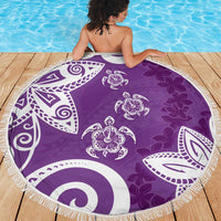 Polynesia Beach Blanket Purple Tribal Turtle Floral Pattern LT05 - Polynesian Pride