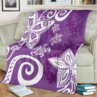 Polynesia Blanket Purple Tribal Turtle Floral Pattern LT05 - Polynesian Pride