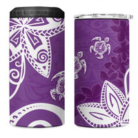 Polynesia 4 in 1 Can Cooler Tumbler Purple Tribal Turtle Floral Pattern LT05 One Size: 16 oz Purple - Polynesian Pride