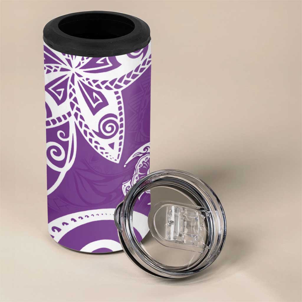 Polynesia 4 in 1 Can Cooler Tumbler Purple Tribal Turtle Floral Pattern LT05 - Polynesian Pride