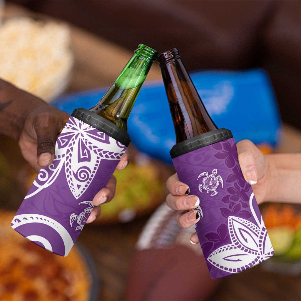Polynesia 4 in 1 Can Cooler Tumbler Purple Tribal Turtle Floral Pattern LT05 - Polynesian Pride
