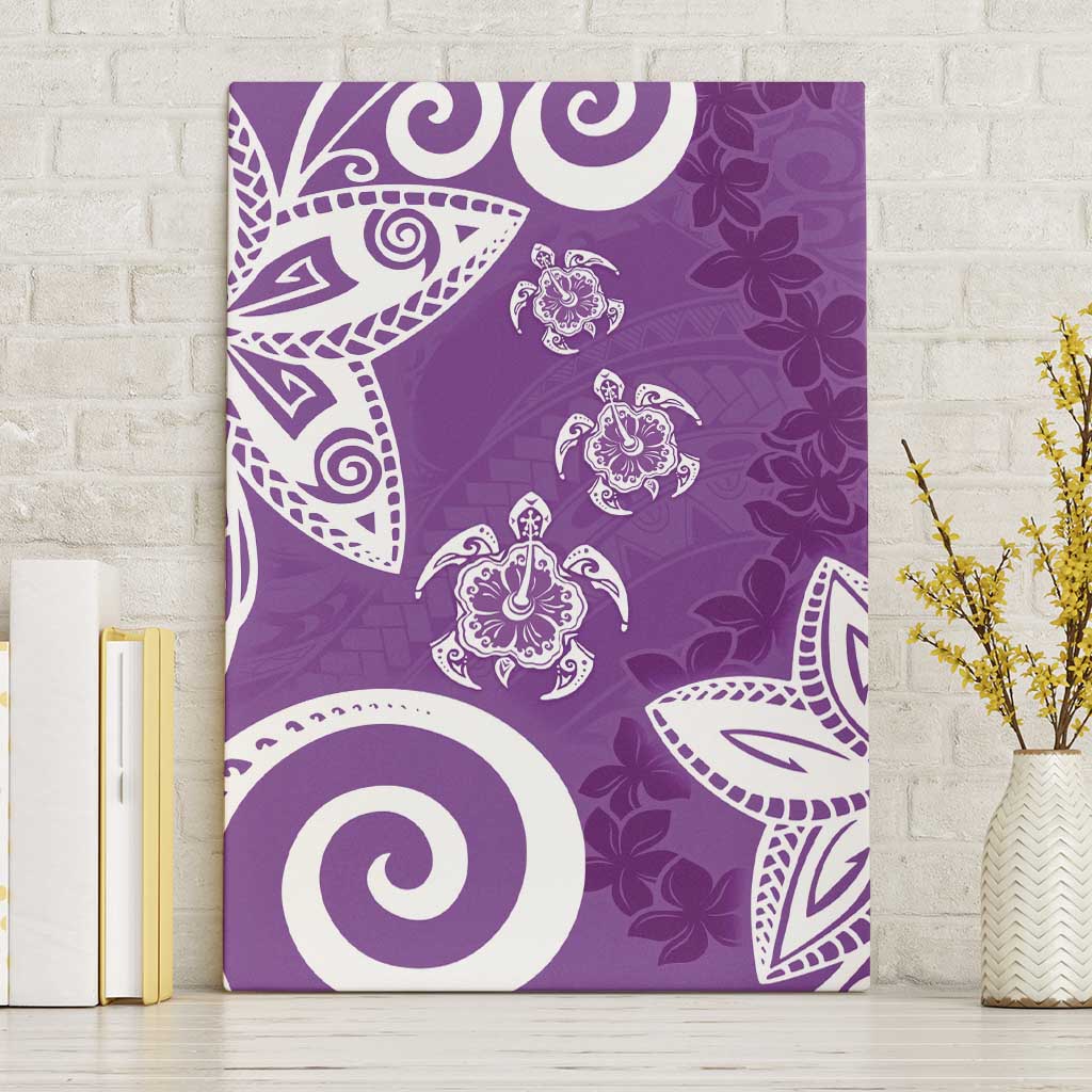 Polynesia Canvas Wall Art Purple Tribal Turtle Floral Pattern LT05 Without Frame Purple - Polynesian Pride