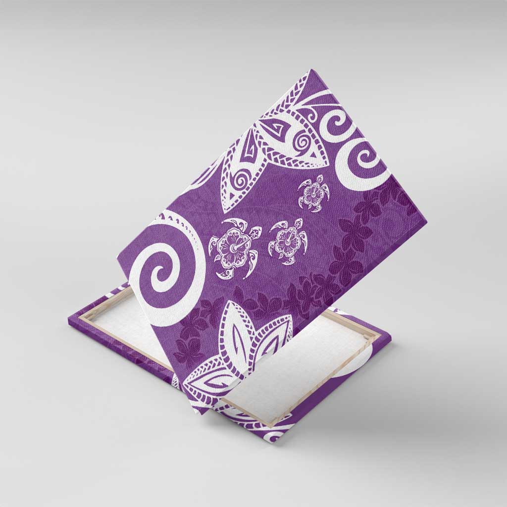 Polynesia Canvas Wall Art Purple Tribal Turtle Floral Pattern LT05 With Frame Purple - Polynesian Pride