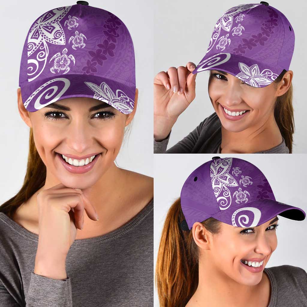Polynesia Classic Cap Purple Tribal Turtle Floral Pattern - Polynesian Pride