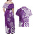 Polynesia Couples Matching Off Shoulder Maxi Dress and Hawaiian Shirt Purple Tribal Turtle Floral Pattern