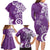 Polynesia Family Matching Long Sleeve Bodycon Dress and Hawaiian Shirt Purple Tribal Turtle Floral Pattern