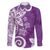 Polynesia Family Matching Long Sleeve Bodycon Dress and Hawaiian Shirt Purple Tribal Turtle Floral Pattern