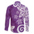 Polynesia Family Matching Long Sleeve Bodycon Dress and Hawaiian Shirt Purple Tribal Turtle Floral Pattern