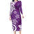 Polynesia Family Matching Long Sleeve Bodycon Dress and Hawaiian Shirt Purple Tribal Turtle Floral Pattern