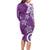 Polynesia Family Matching Long Sleeve Bodycon Dress and Hawaiian Shirt Purple Tribal Turtle Floral Pattern