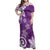 Polynesia Family Matching Off Shoulder Maxi Dress and Hawaiian Shirt Purple Tribal Turtle Floral Pattern